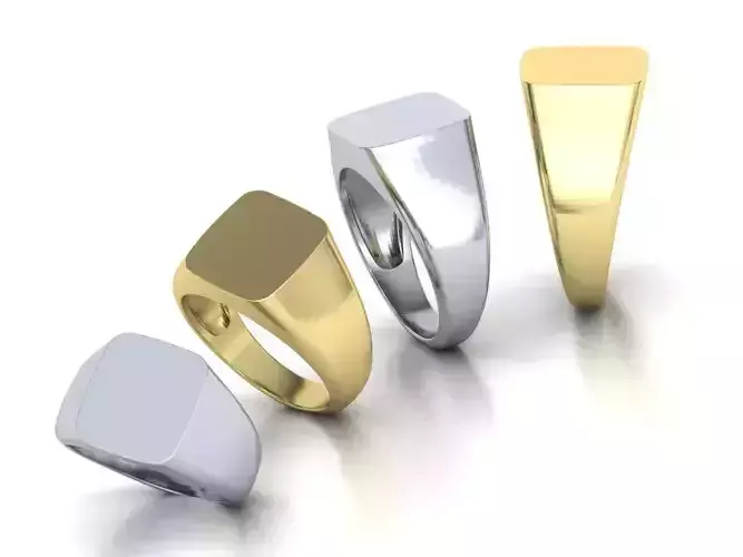 Signet ring collection 4rings PACKAGE 3D print model