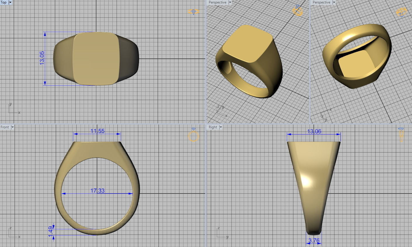 Signet ring collection 4rings PACKAGE 3D print model_1