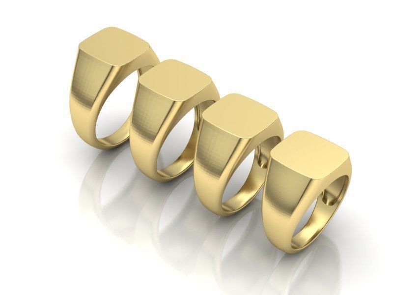 Signet ring collection 4rings PACKAGE 3D print model_2