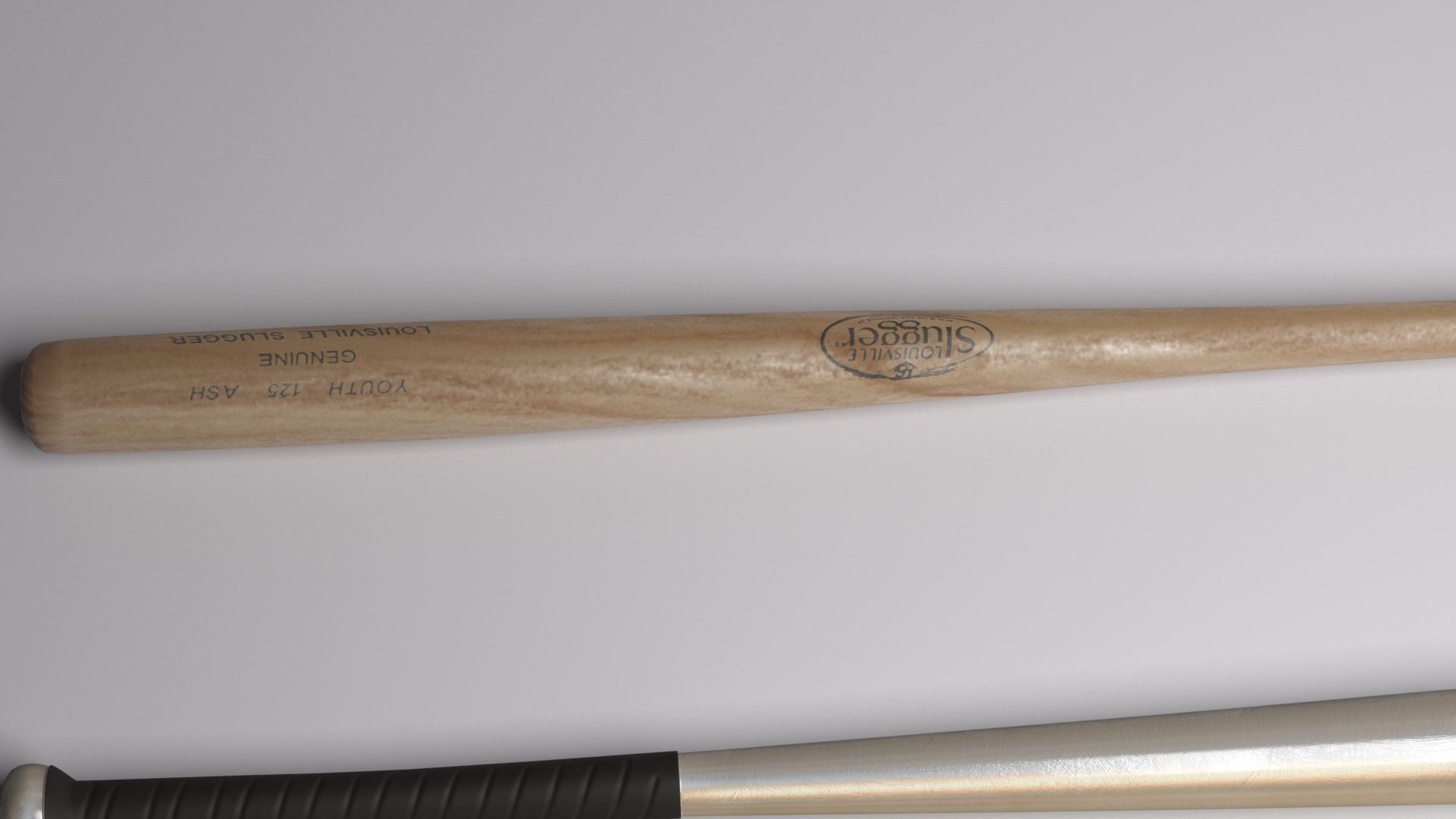 baseball bat wood and steel Low-poly 3D model_9