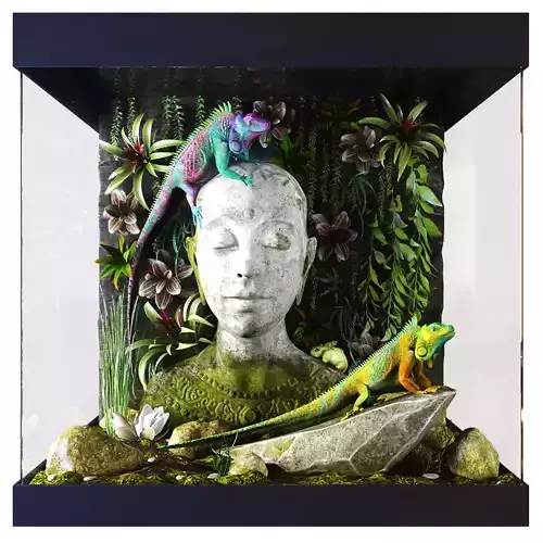 Hunter iguana on rock