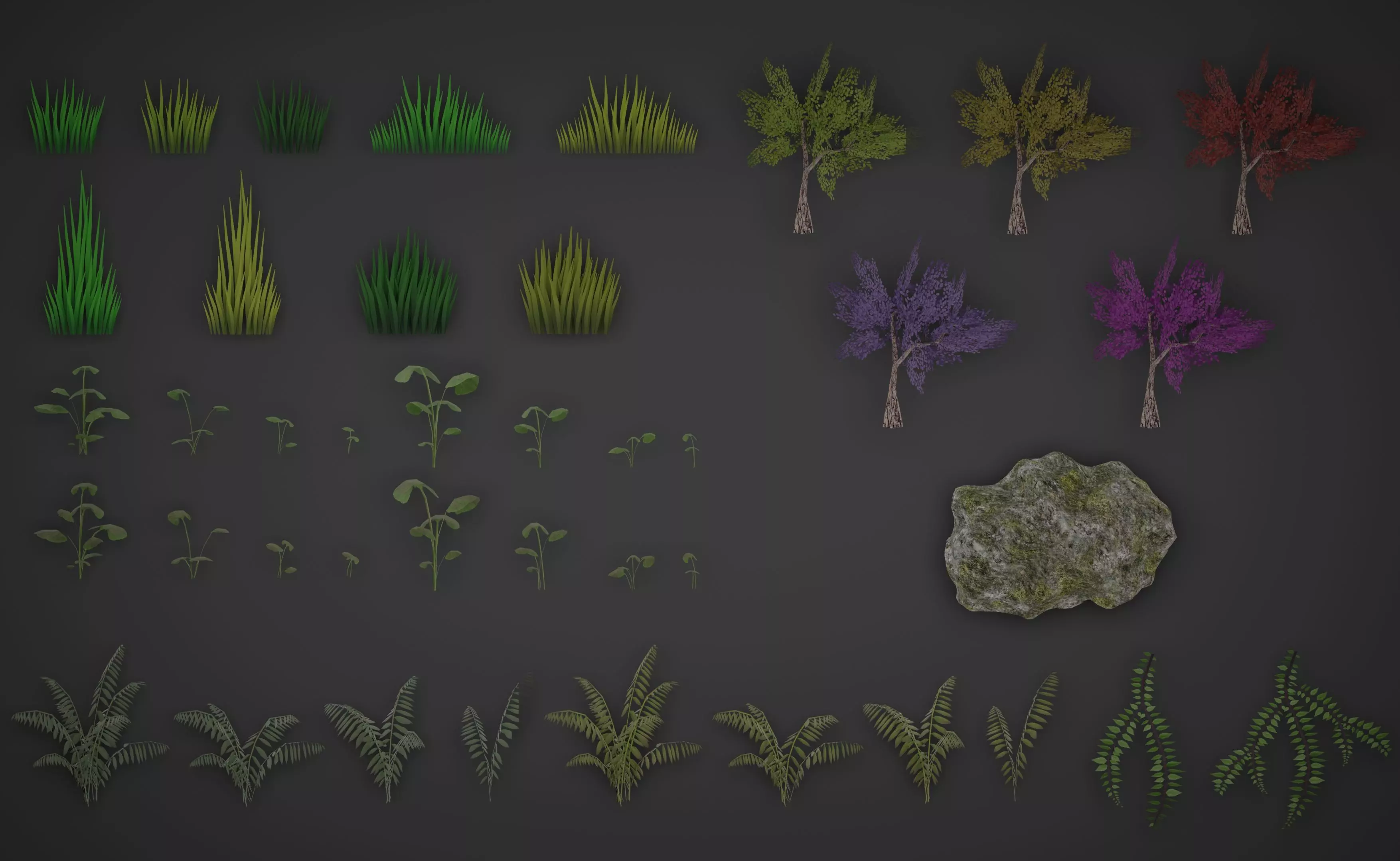 Landscape props collection Low-poly 3D model