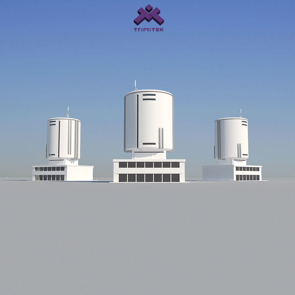 Low Poly Modern Building Set 01 3D Model Collection_25