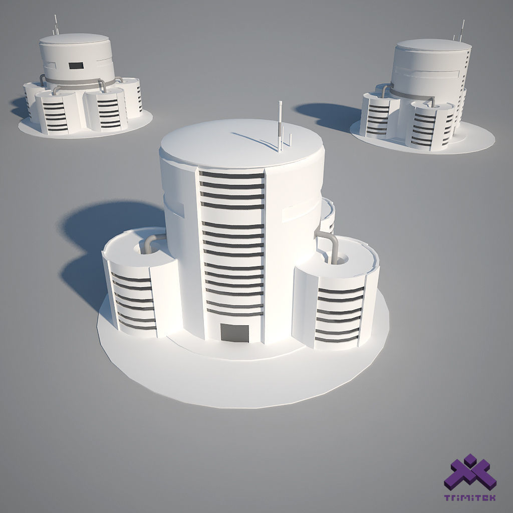 Low Poly Modern Building Set 01 3D Model Collection_26