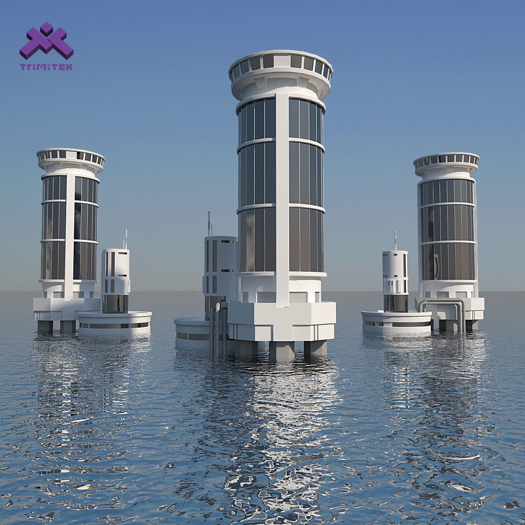 Low Poly Modern Building Set 01 3D Model Collection_2