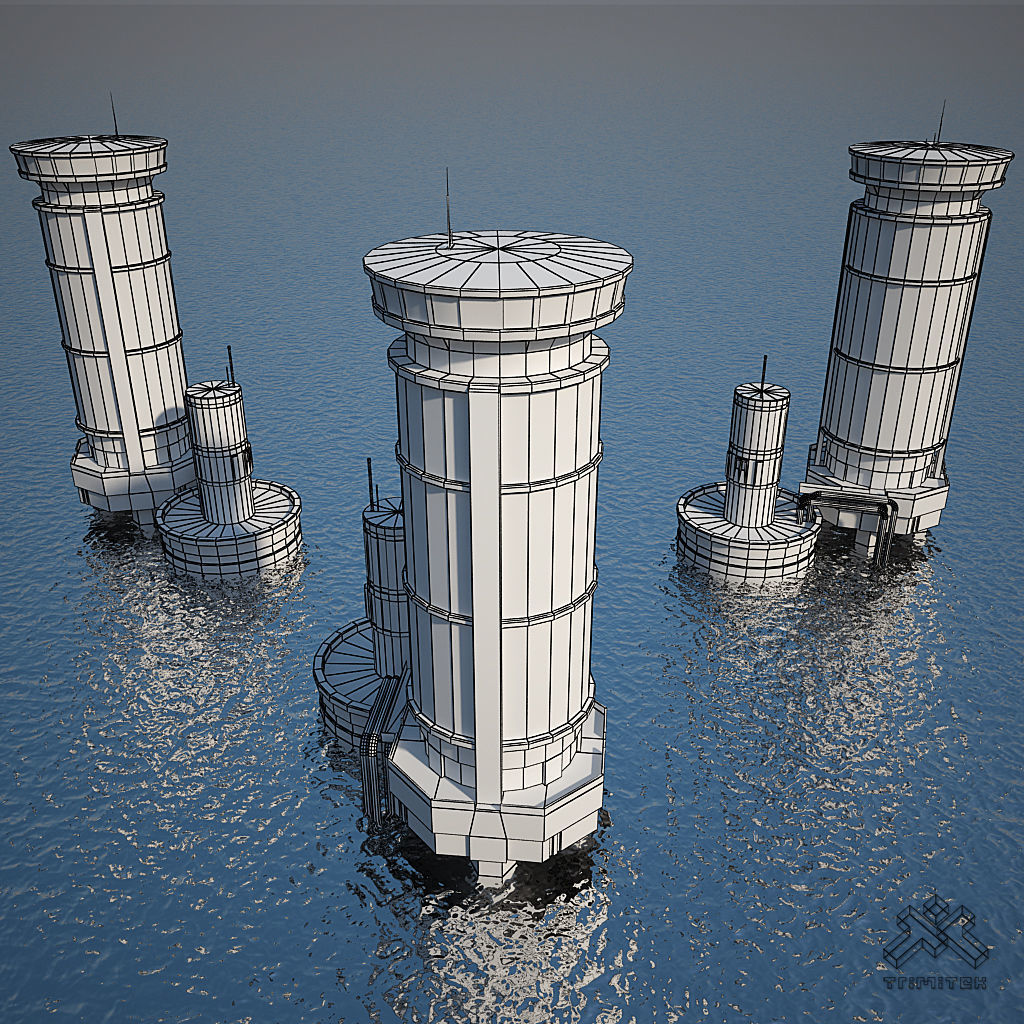 Low Poly Modern Building Set 01 3D Model Collection_5