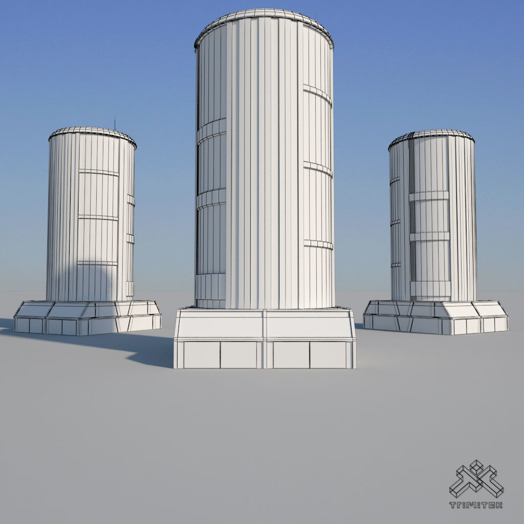 Low Poly Modern Building Set 01 3D Model Collection_17