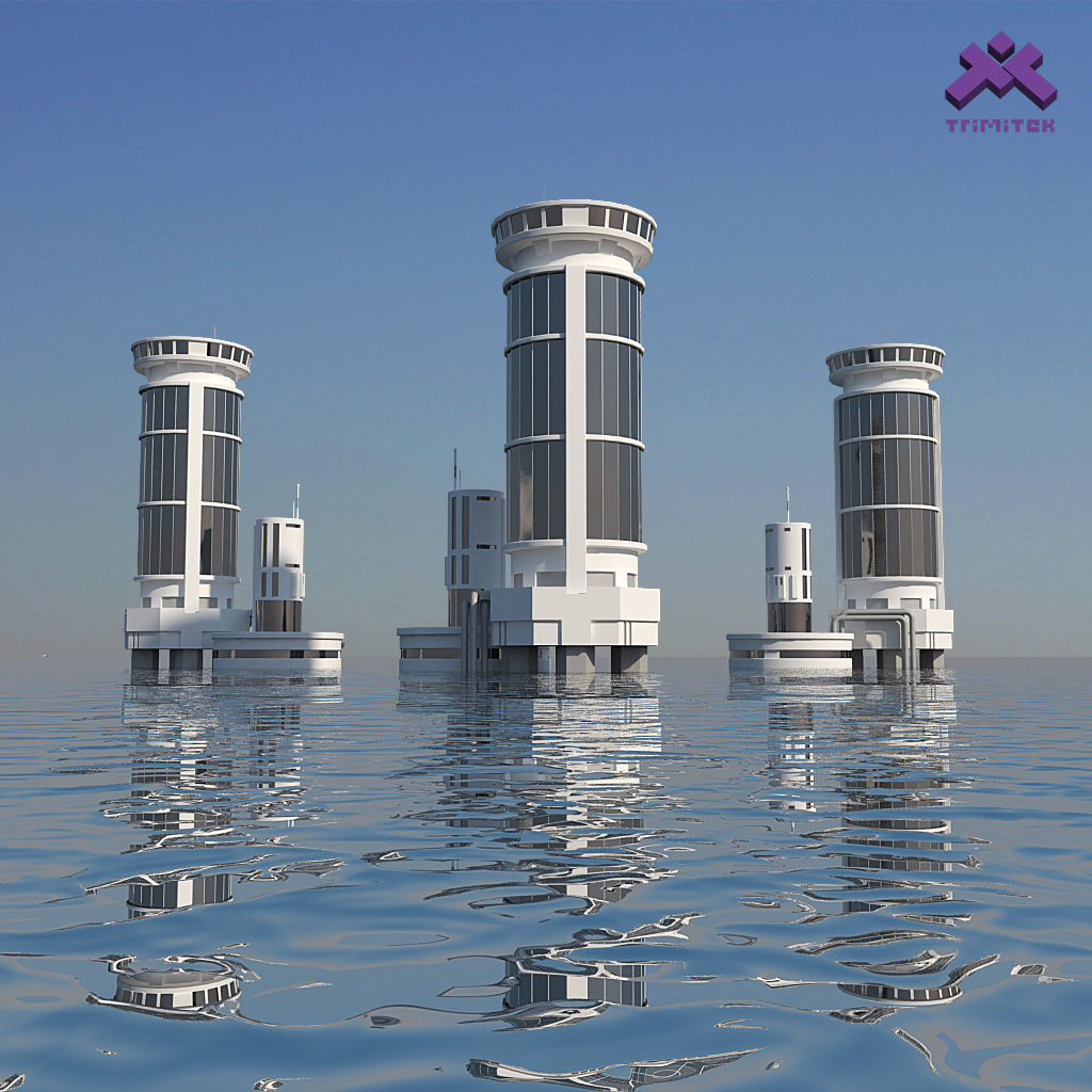 Low Poly Modern Building Set 01 3D Model Collection_7