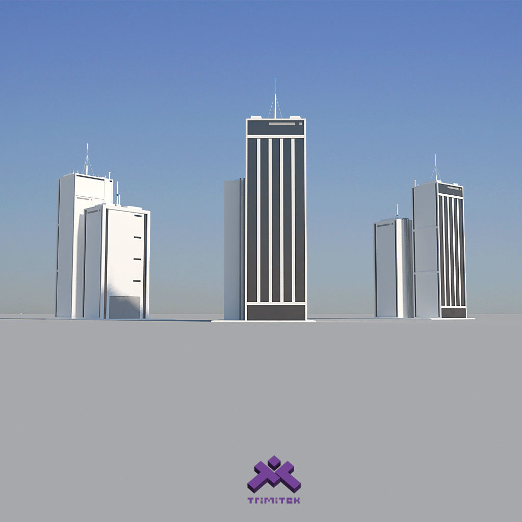 Low Poly Modern Building Set 01 3D Model Collection_13