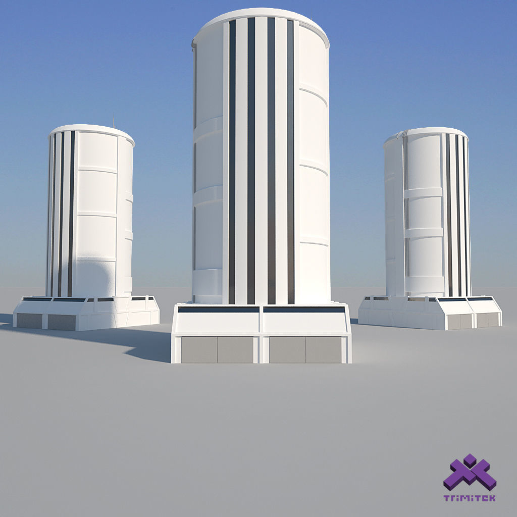 Low Poly Modern Building Set 01 3D Model Collection_16