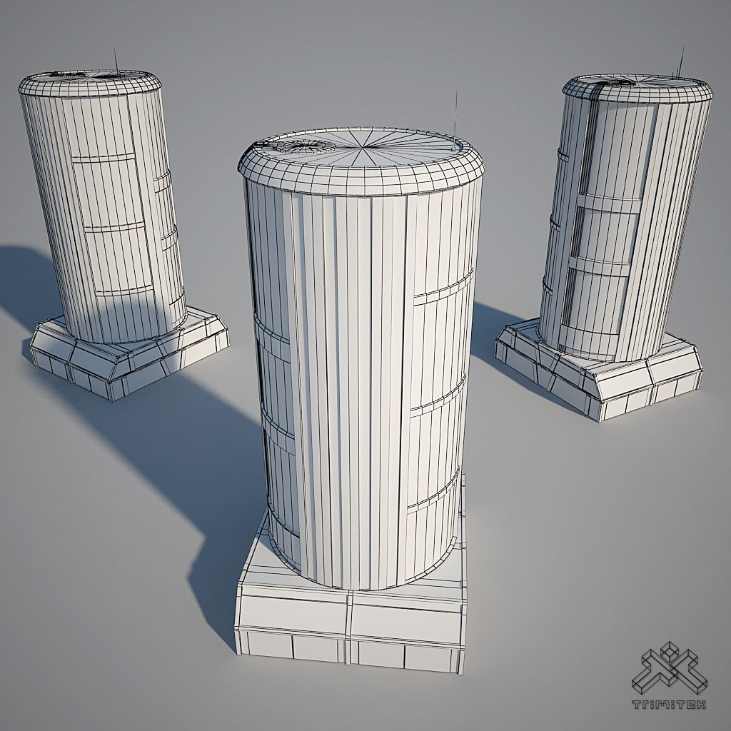 Low Poly Modern Building Set 01 3D Model Collection_15