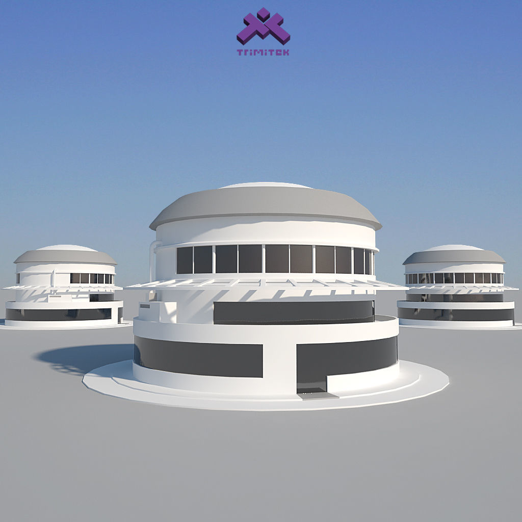 Low Poly Modern Building Set 01 3D Model Collection_32