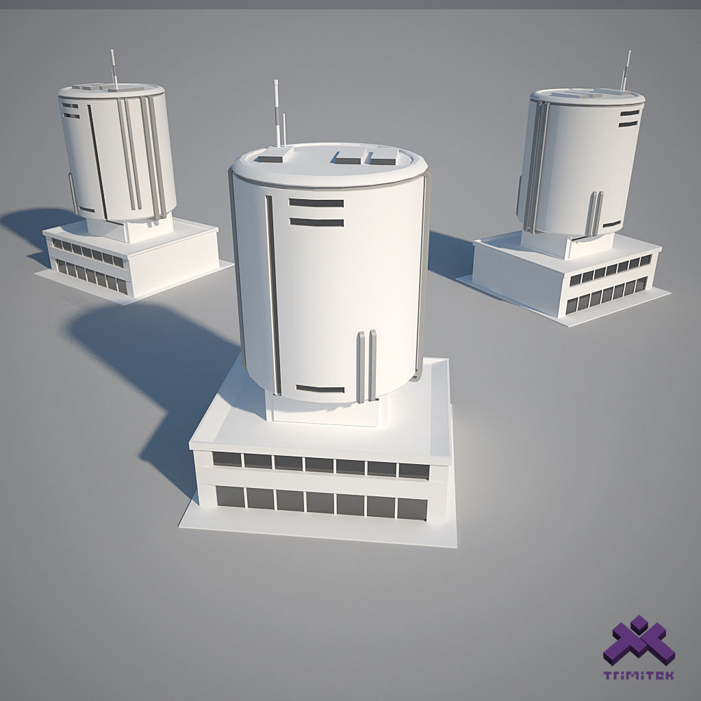 Low Poly Modern Building Set 01 3D Model Collection_20