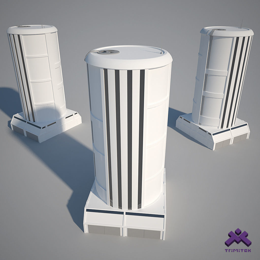 Low Poly Modern Building Set 01 3D Model Collection_14