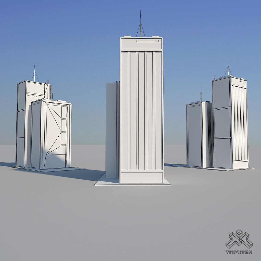 Low Poly Modern Building Set 01 3D Model Collection_9
