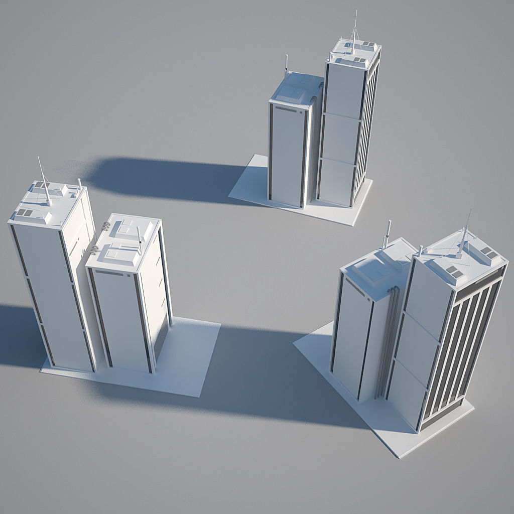 Low Poly Modern Building Set 01 3D Model Collection_12