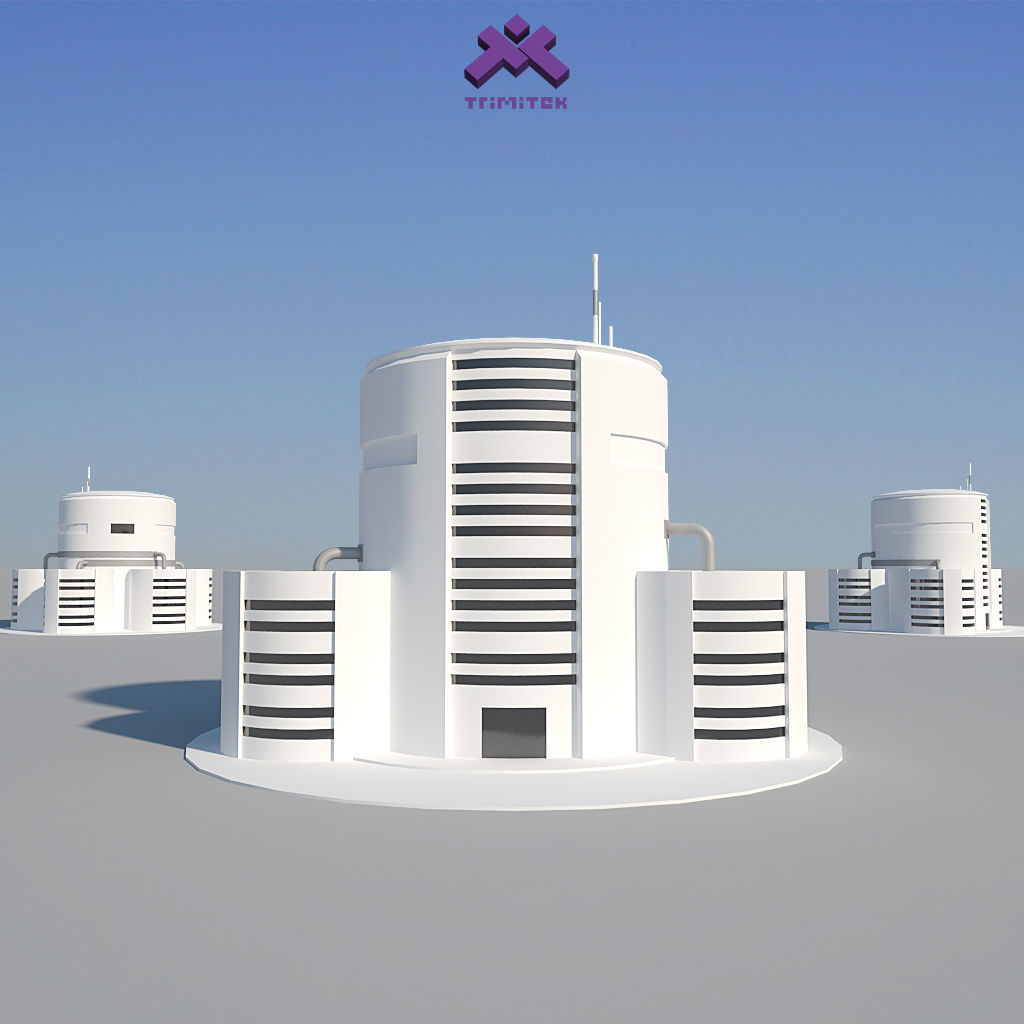 Low Poly Modern Building Set 01 3D Model Collection_28