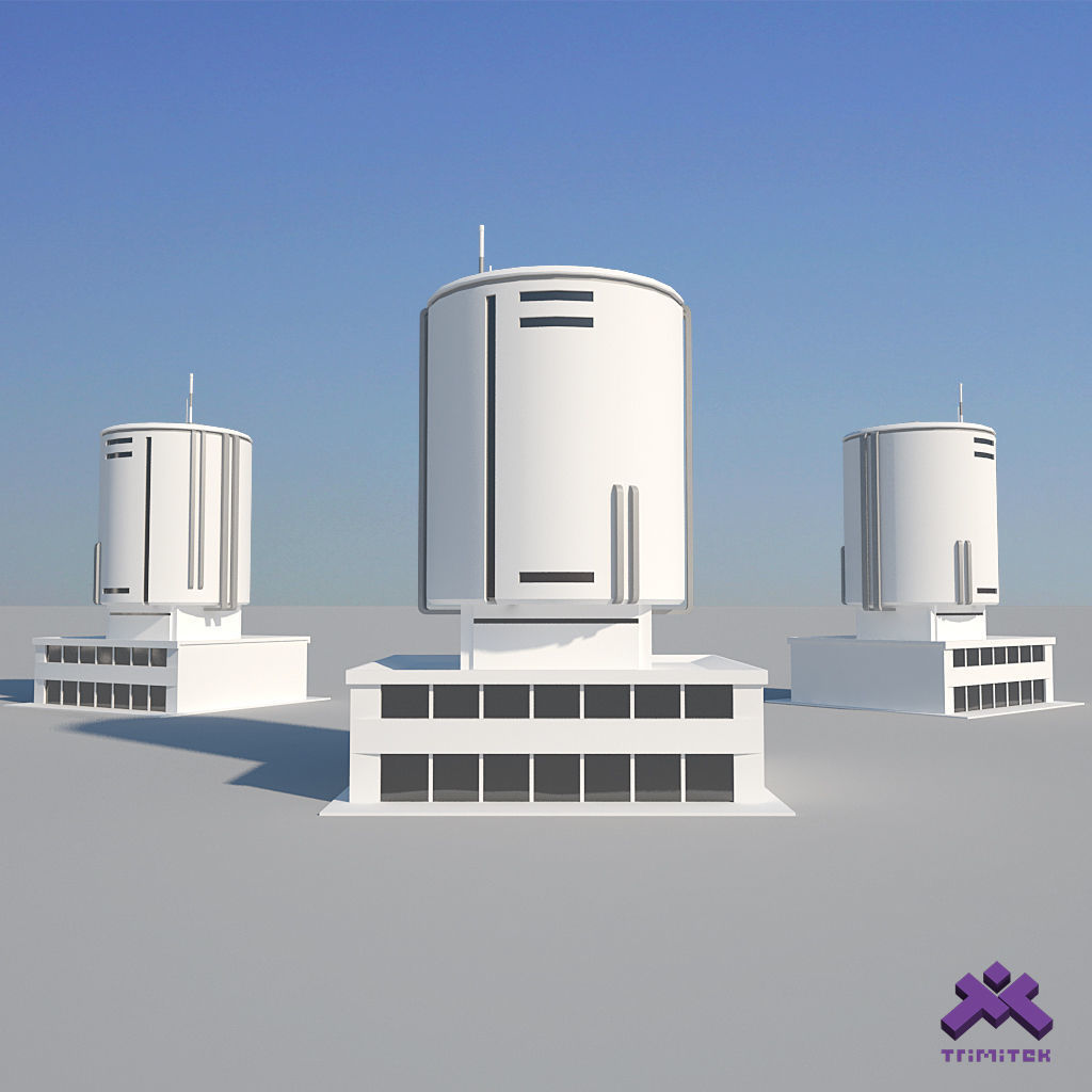 Low Poly Modern Building Set 01 3D Model Collection_22