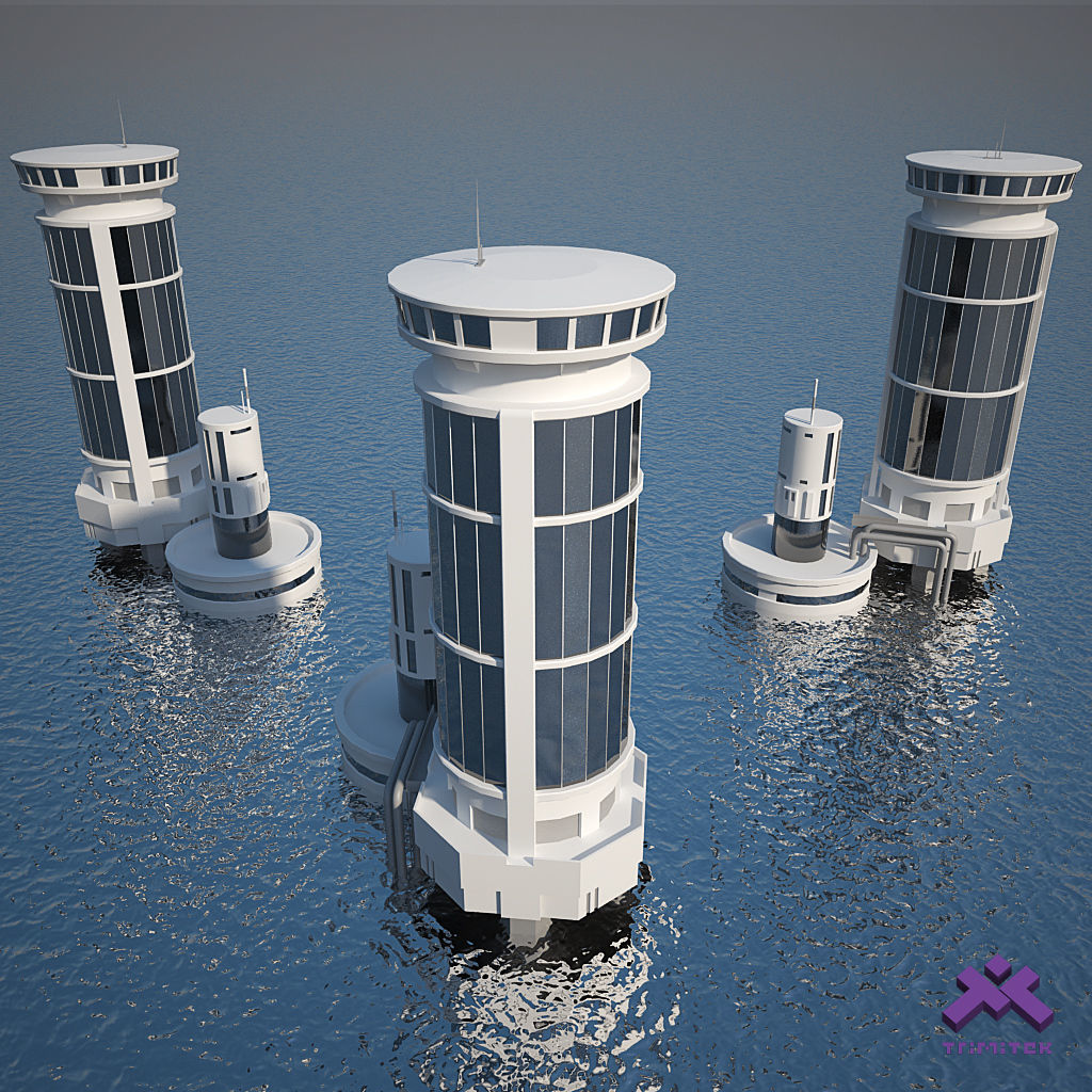 Low Poly Modern Building Set 01 3D Model Collection_4