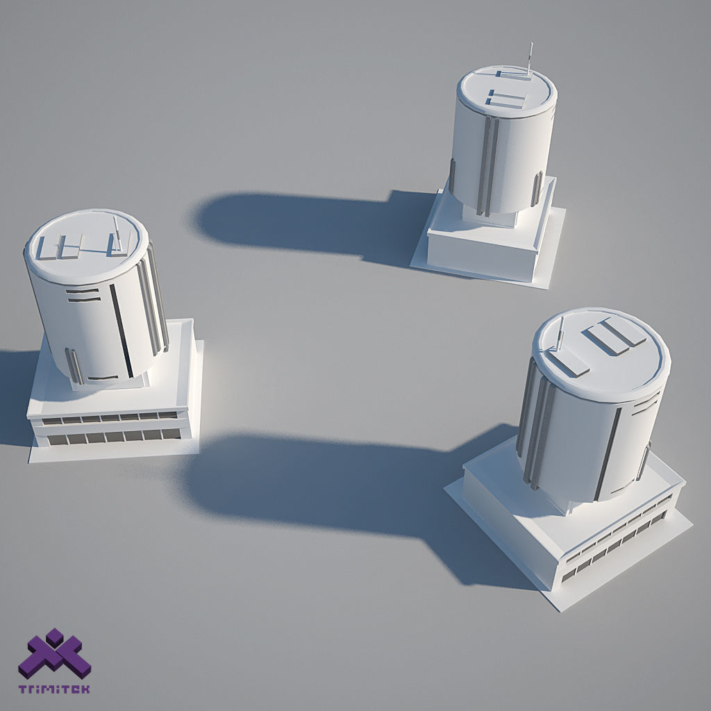 Low Poly Modern Building Set 01 3D Model Collection_24