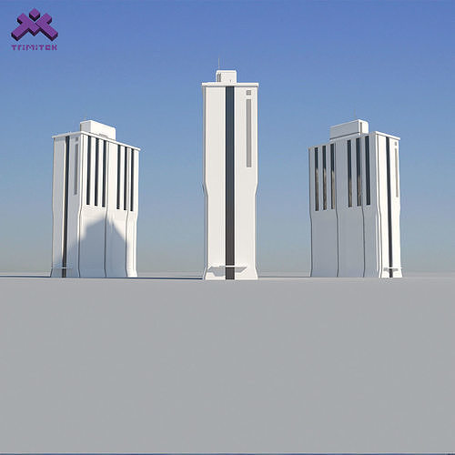 Low Poly Modern Building Set 02 3D Model Pack 7