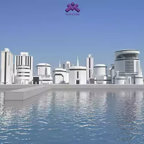 Low Poly Modern Building Set 02 3D Model Collection