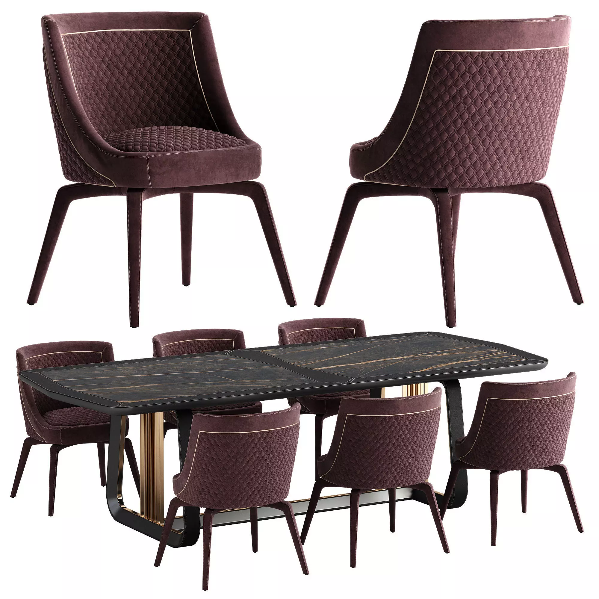 Vittoria Frigerio Perla chair Arquis table set 3D model