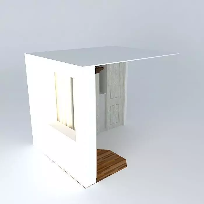 White Wooden Wardrobe Free 3D model