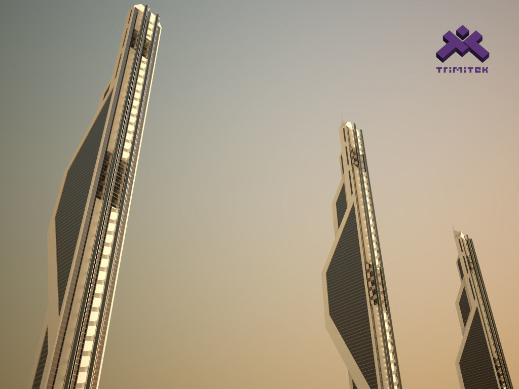 Futuristic Sci-Fi Skyscraper 01 Low-poly 3D model_5