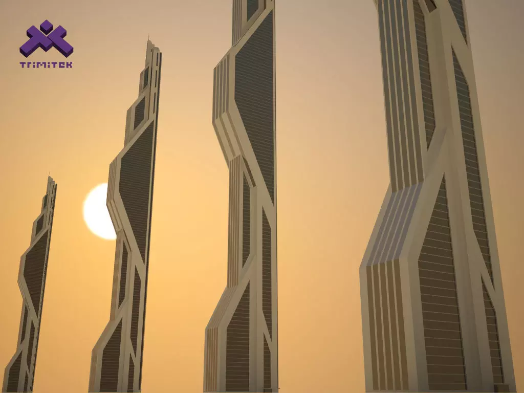 Futuristic Sci-Fi Skyscraper 01 Low-poly 3D model_0