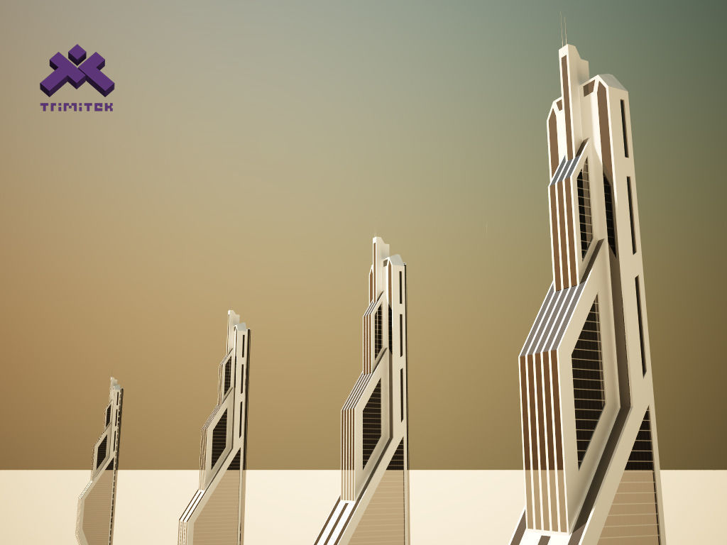 Futuristic Sci-Fi Skyscraper 01 Low-poly 3D model_7