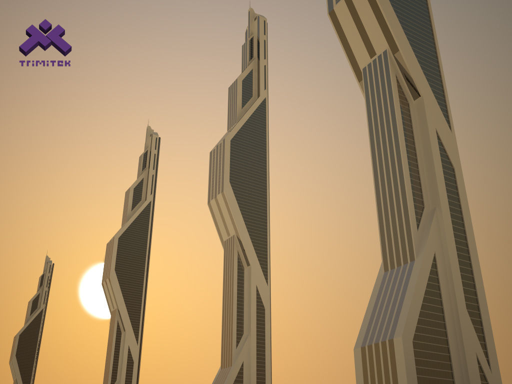 Futuristic Sci-Fi Skyscraper 01 Low-poly 3D model_1