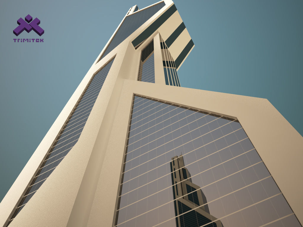 Futuristic Sci-Fi Skyscraper 01 Low-poly 3D model_6