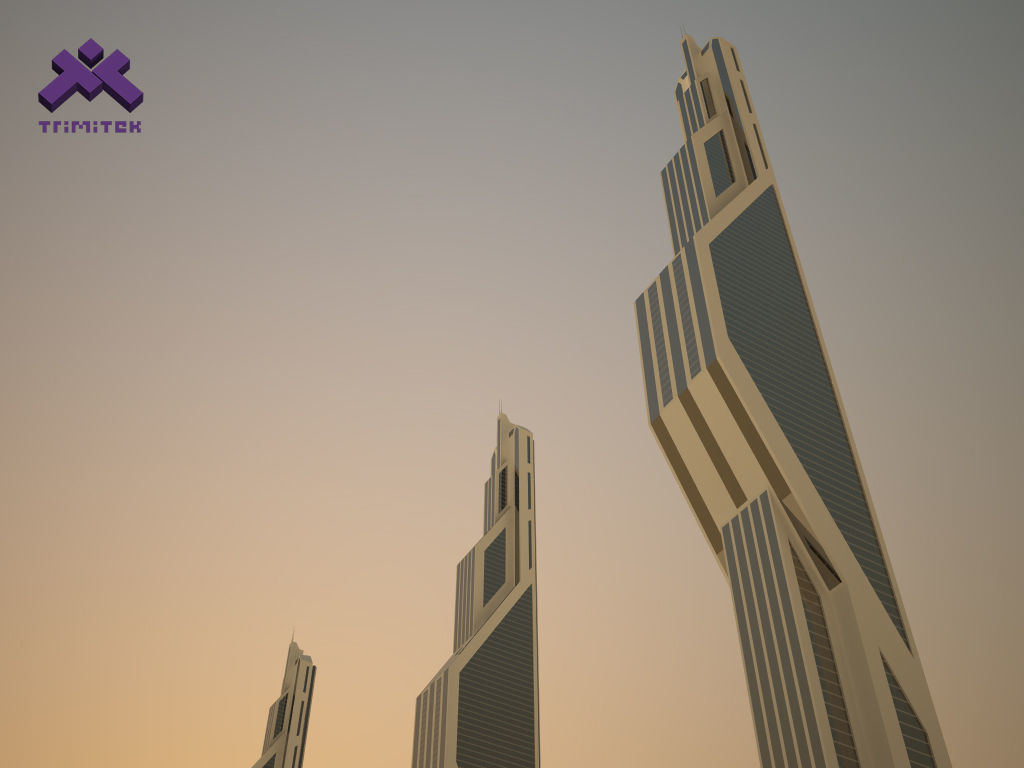 Futuristic Sci-Fi Skyscraper 01 Low-poly 3D model_3