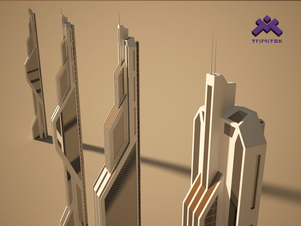 Futuristic Sci-Fi Skyscraper 01 Low-poly 3D model_8