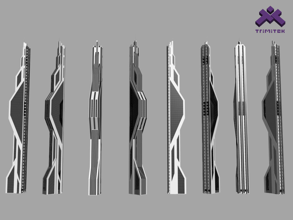 Futuristic Sci-Fi Skyscraper 01 Low-poly 3D model_12