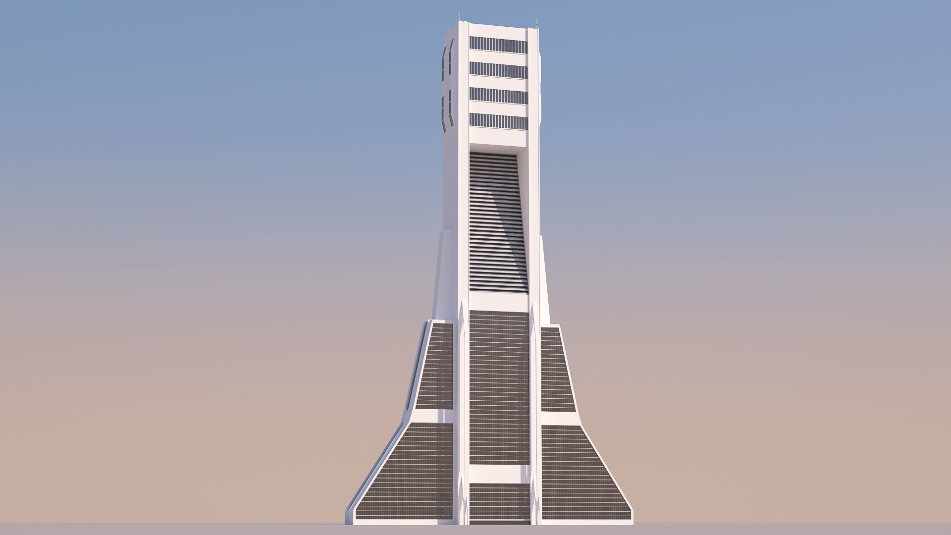 Futuristic Sci-Fi Skyscraper 02 Low-poly 3D model_2