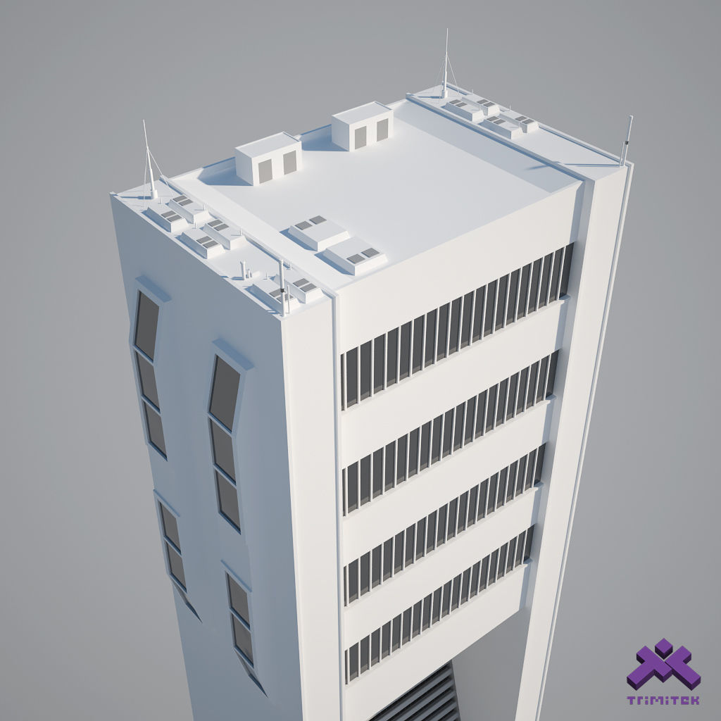 Futuristic Sci-Fi Skyscraper 02 Low-poly 3D model_7