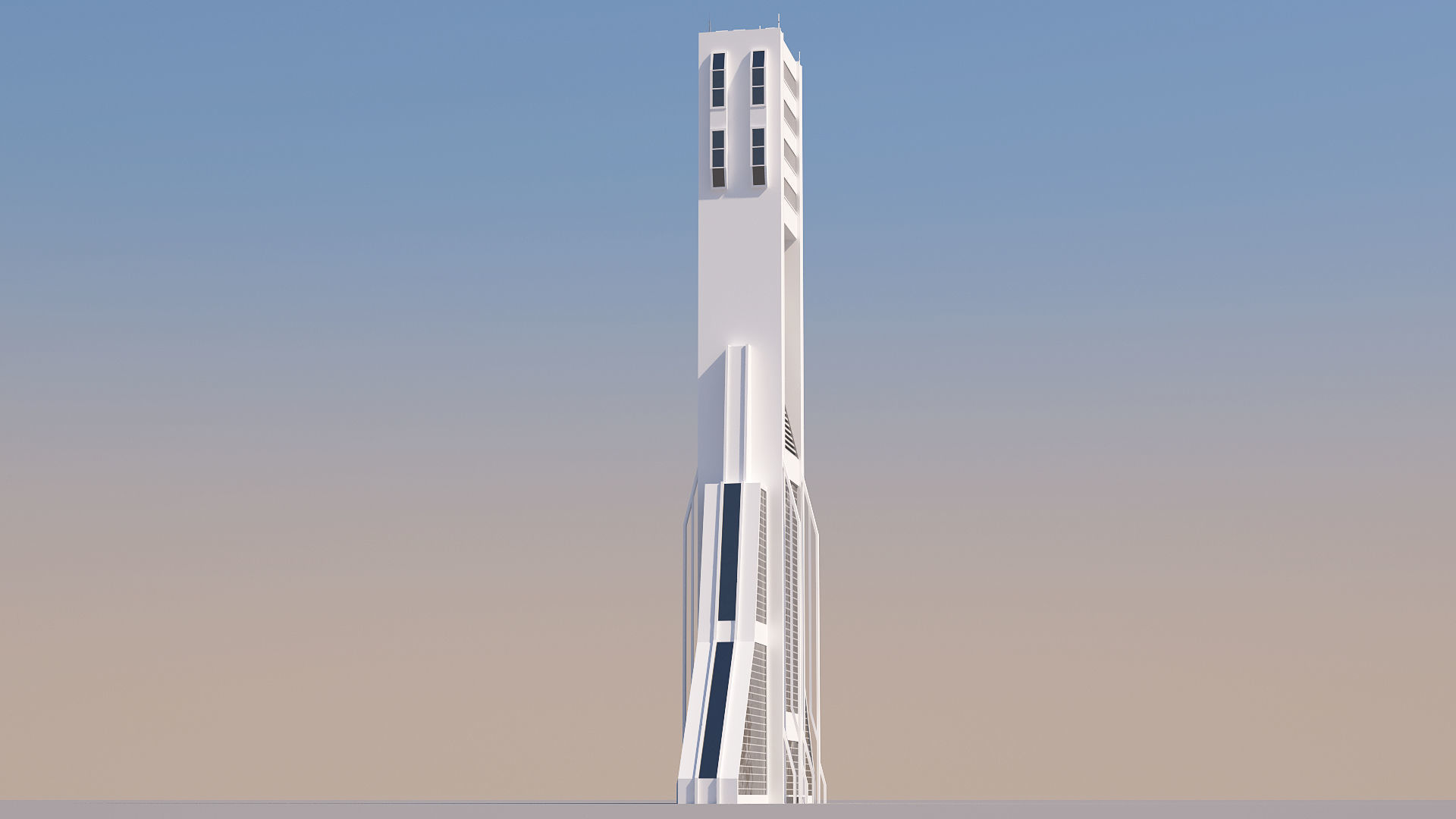 Futuristic Sci-Fi Skyscraper 02 Low-poly 3D model_19