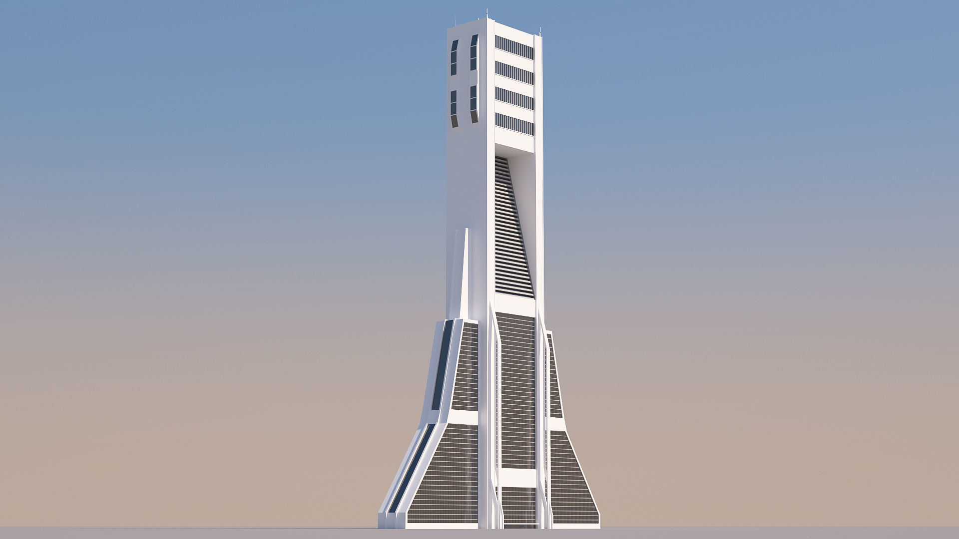 Futuristic Sci-Fi Skyscraper 02 Low-poly 3D model_18