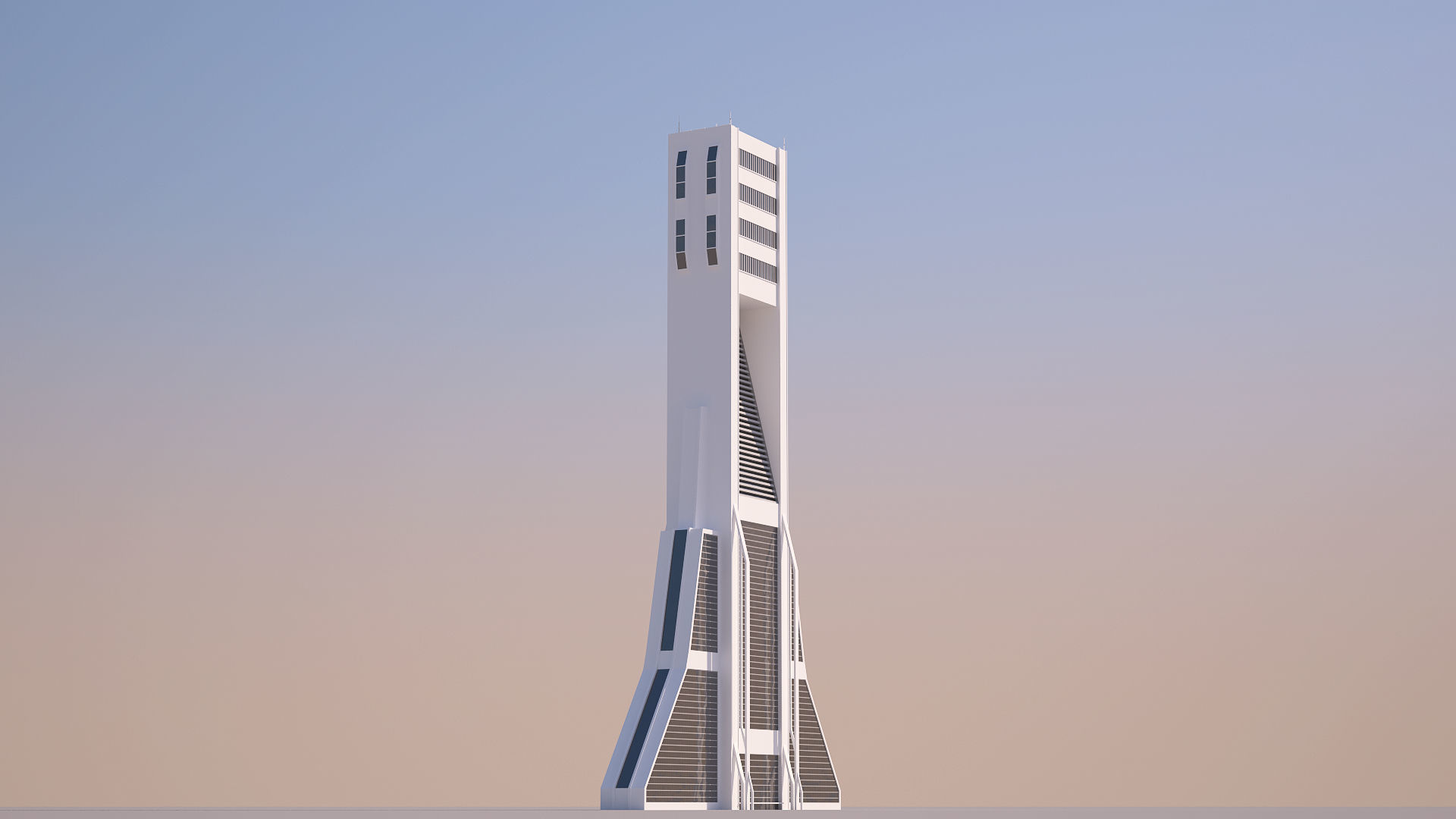 Futuristic Sci-Fi Skyscraper 02 Low-poly 3D model_1