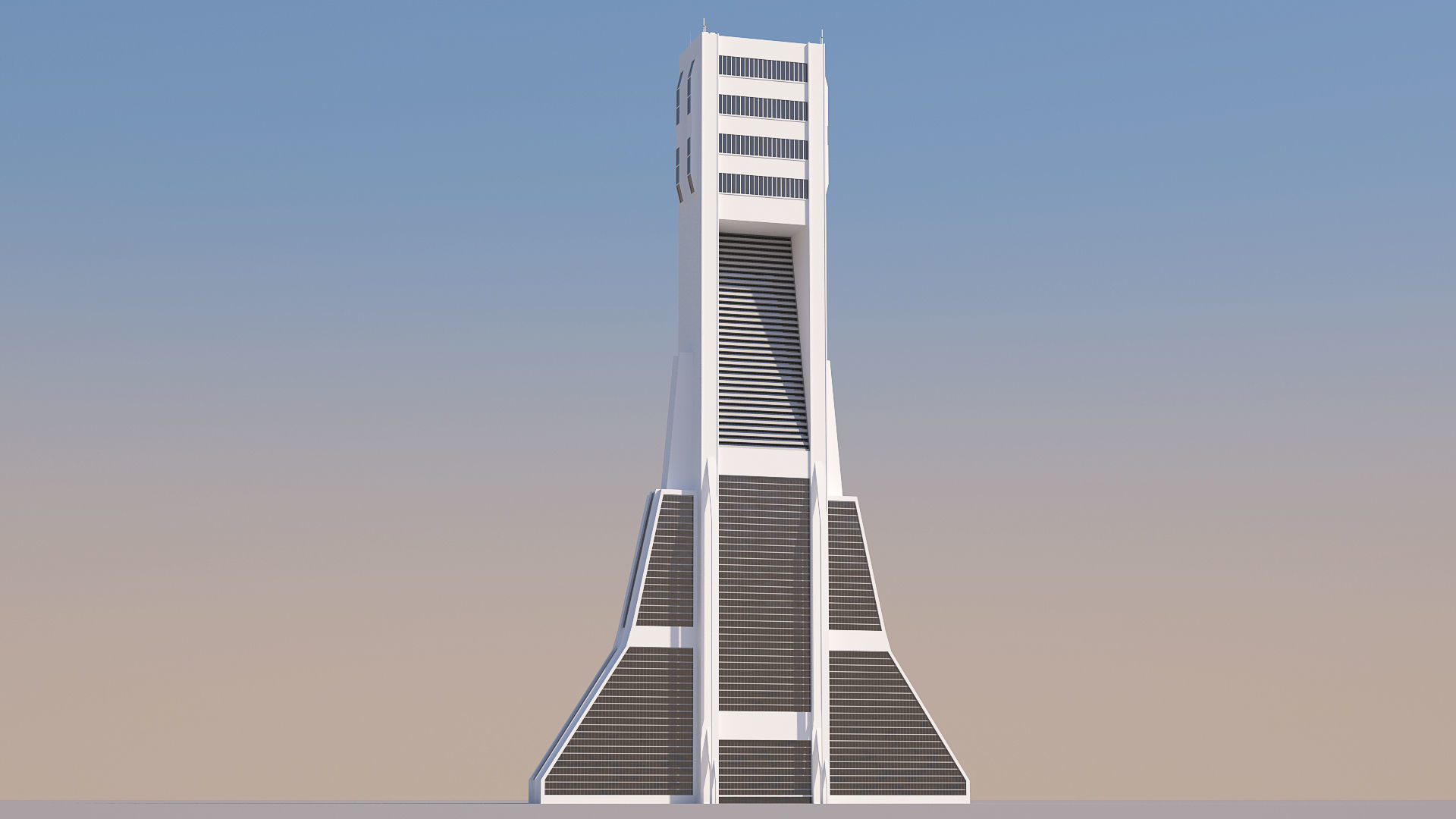 Futuristic Sci-Fi Skyscraper 02 Low-poly 3D model_17