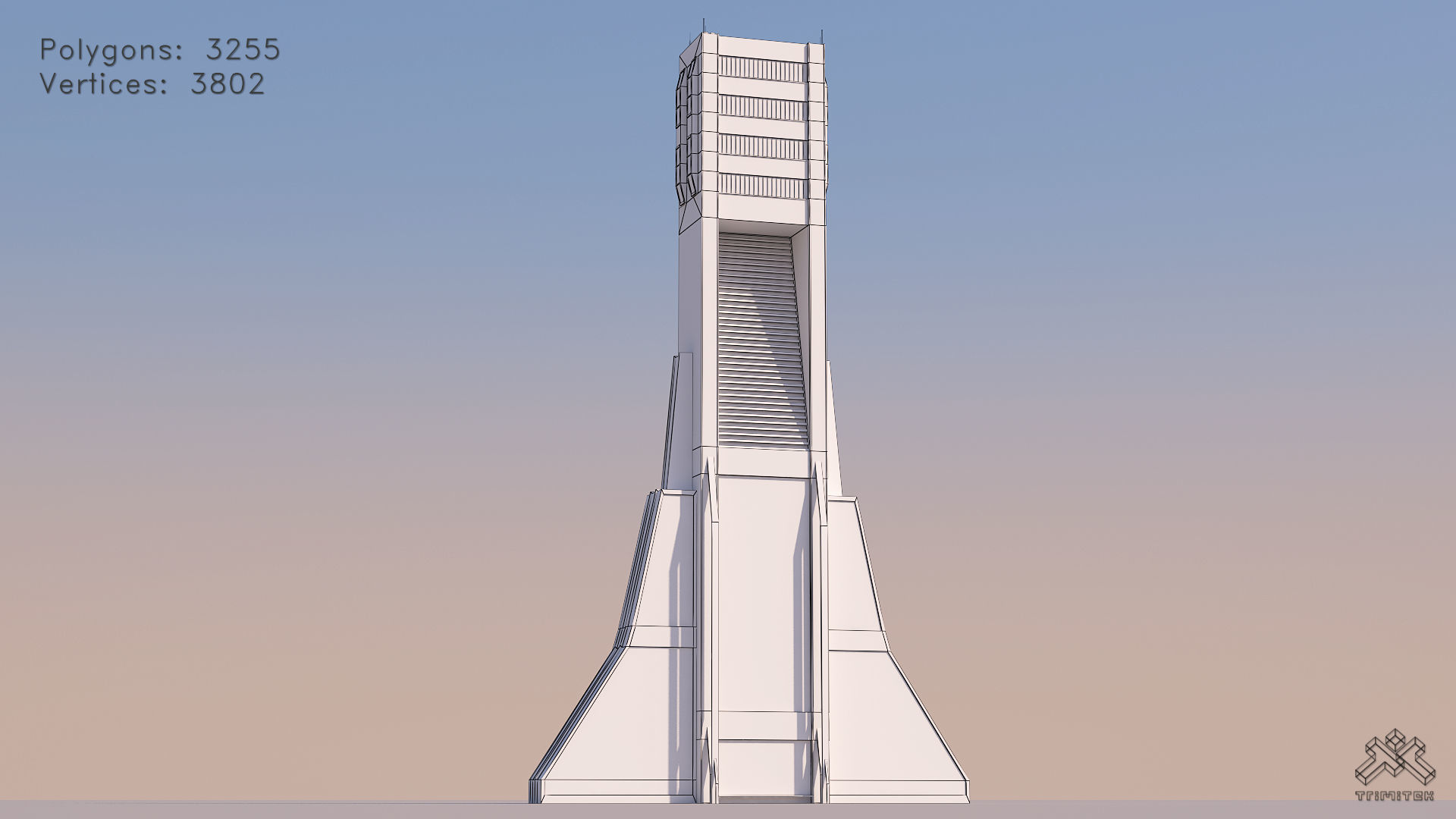 Futuristic Sci-Fi Skyscraper 02 Low-poly 3D model_12
