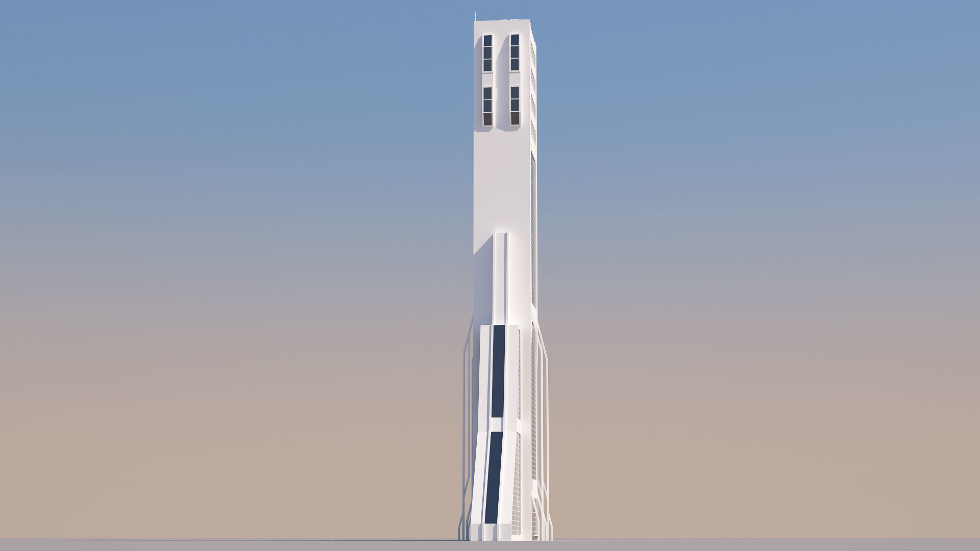 Futuristic Sci-Fi Skyscraper 02 Low-poly 3D model_25
