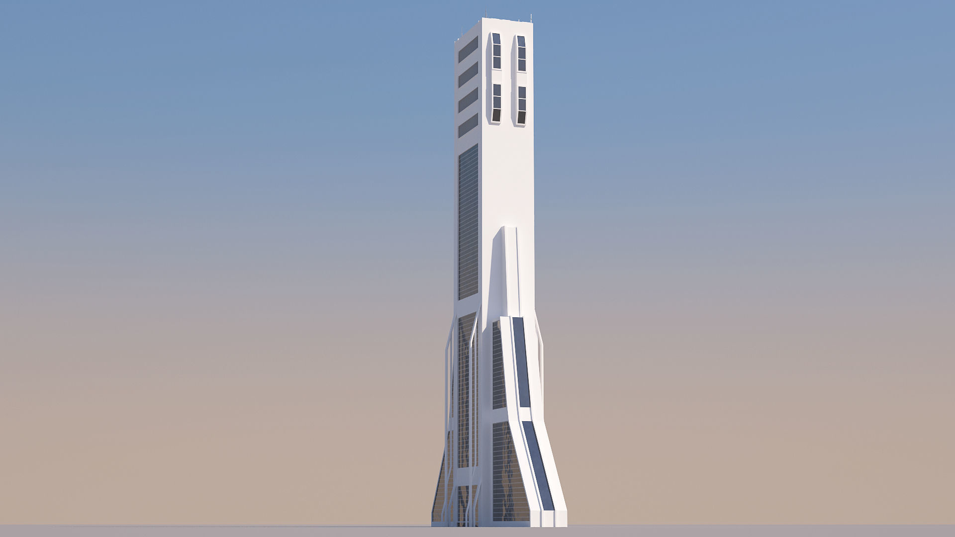 Futuristic Sci-Fi Skyscraper 02 Low-poly 3D model_20