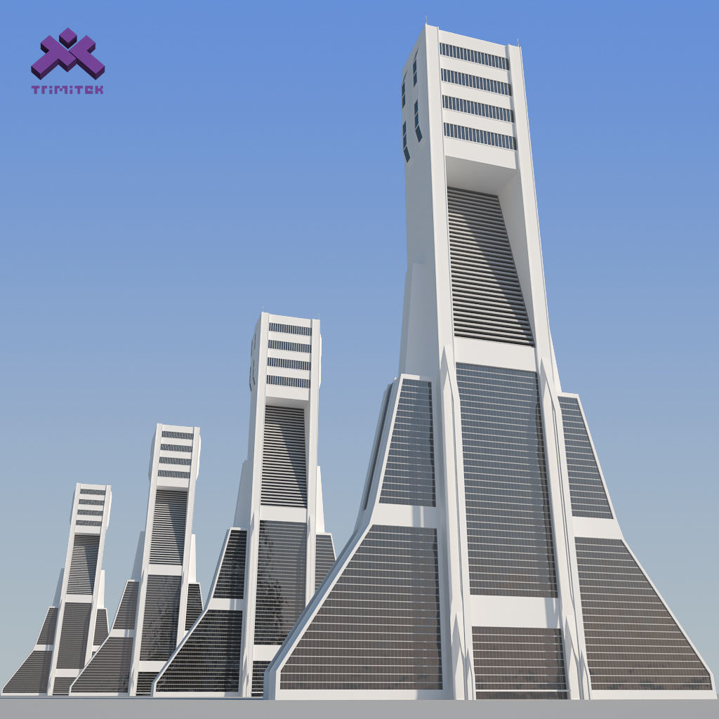 Futuristic Sci-Fi Skyscraper 02 Low-poly 3D model_8