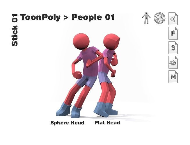 ToonPoly - People 01  Low-poly 3D model