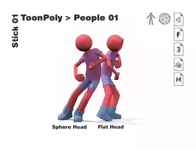 ToonPoly - People 01  Low-poly 3D model