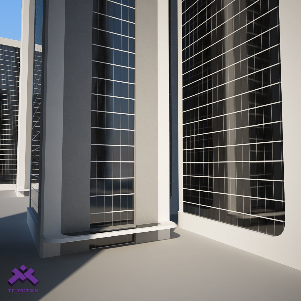 Futuristic Sci-Fi Skyscraper 03 set Low-poly 3D model_3