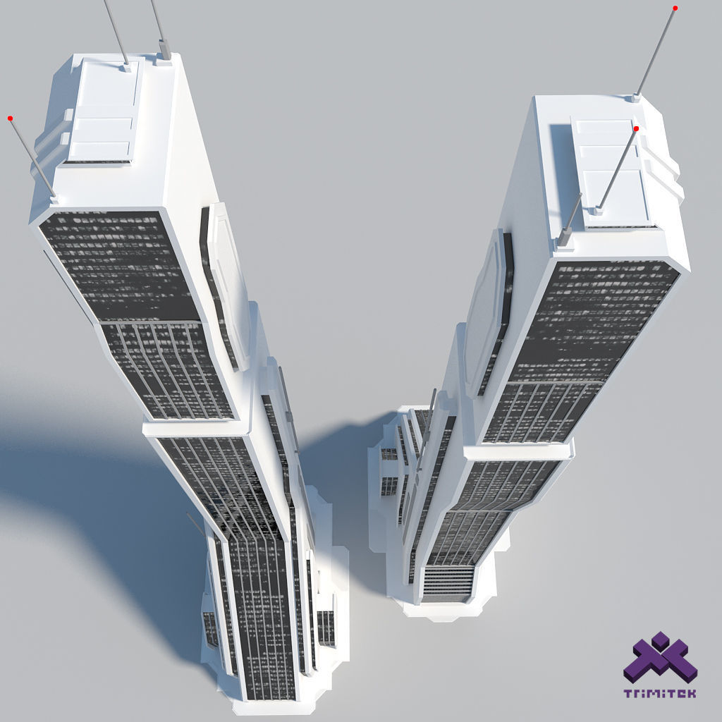 Futuristic Sci-Fi Skyscraper 04 Low-poly 3D model_8